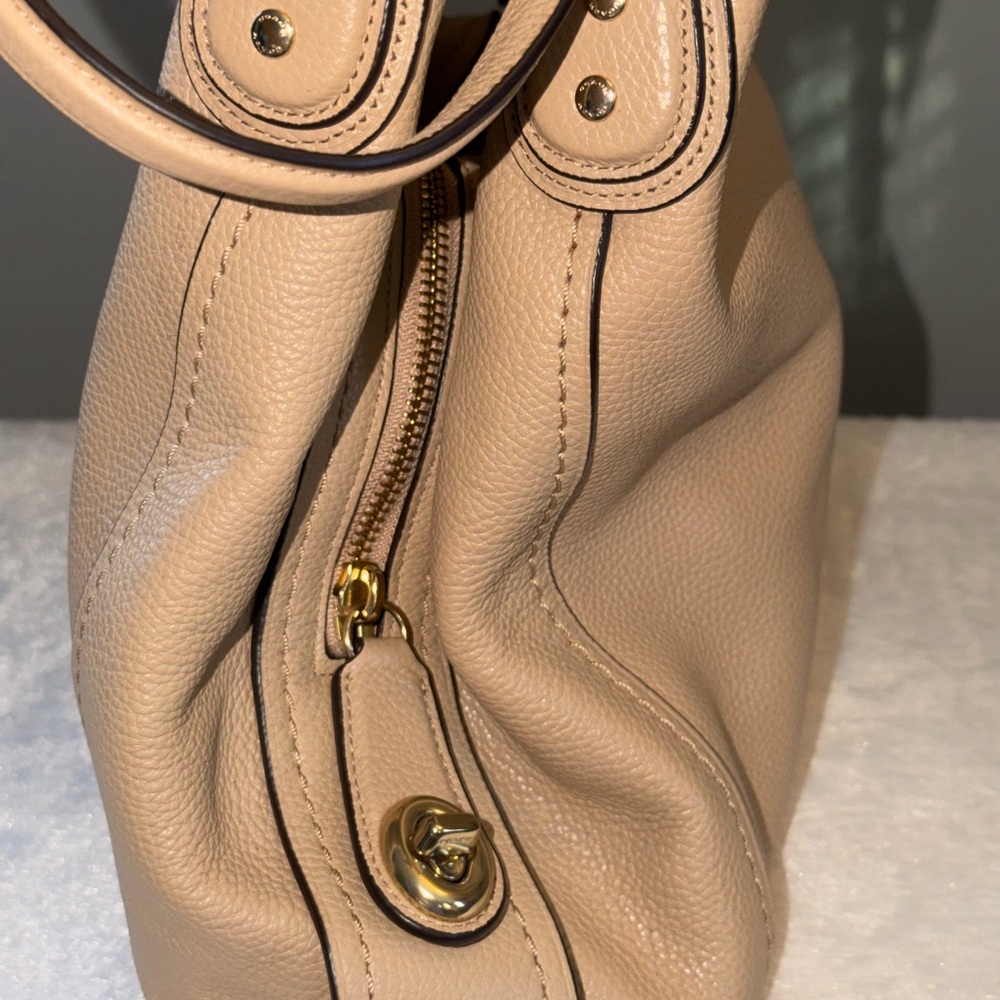 Coach Edie Beige Pebbled Leather Shoulder Bag - Picture 7 of 15